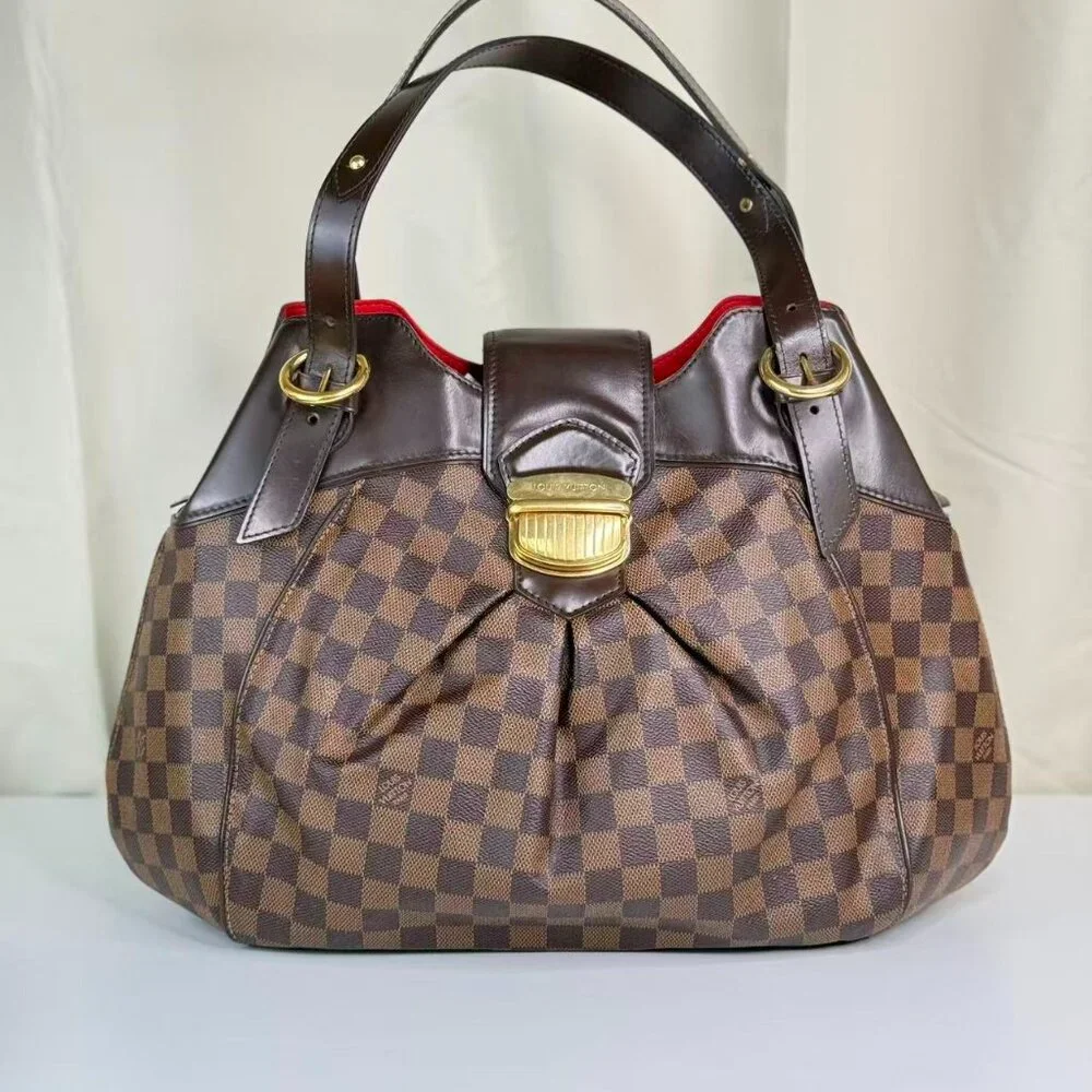 Louis Vuitton Damier Ebene Sistina GM Shoulder Bag Brown Checkerboard Pattern - Picture 1 of 10